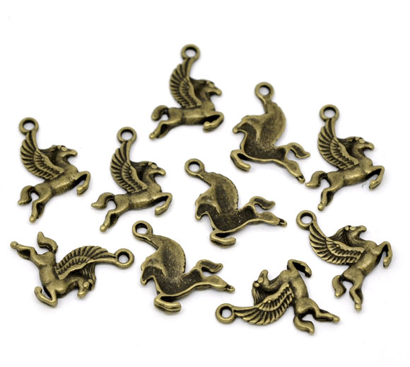 Charm bronze plated -Pegasus