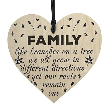 Wood hanging heart, "Family.... "