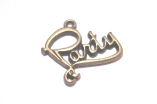 Charm, "Party",  bronze plated