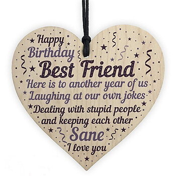 Wood hanging heart , "Happy birthday,Best Friend....."