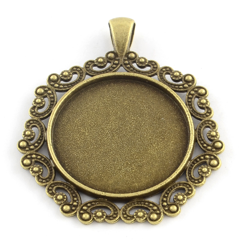 Cabochon Setting , Bronze 30mm  swirl
