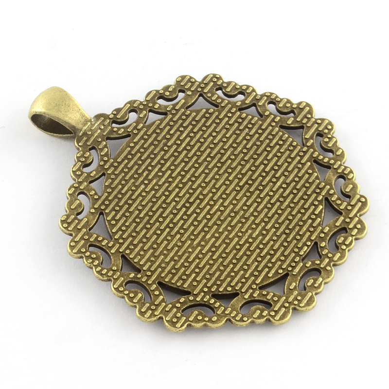 Cabochon Setting , Bronze 30mm  swirl - 2