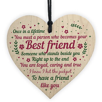 Wood hanging heart ,"Once in a lifetime..Best Friend....."