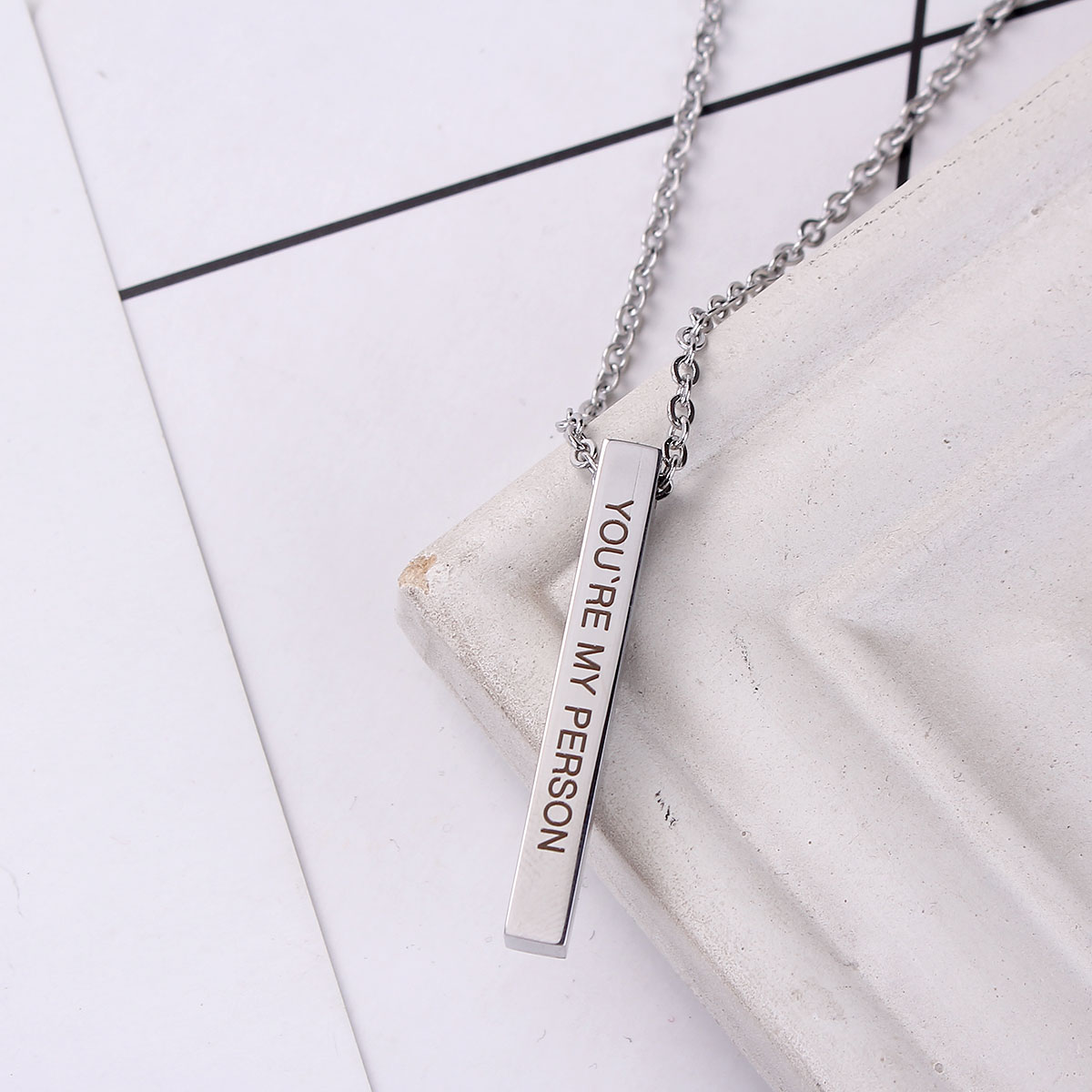 Necklace words  Stainless STeel,   "You´re my person" - 2