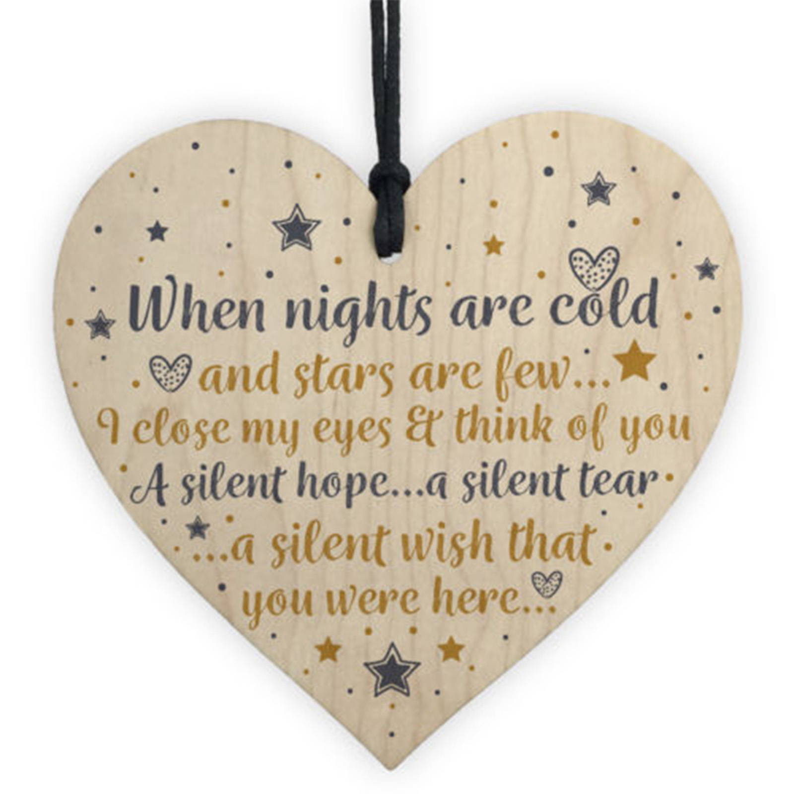 Trätavla Hjärta "When nights are cold....."