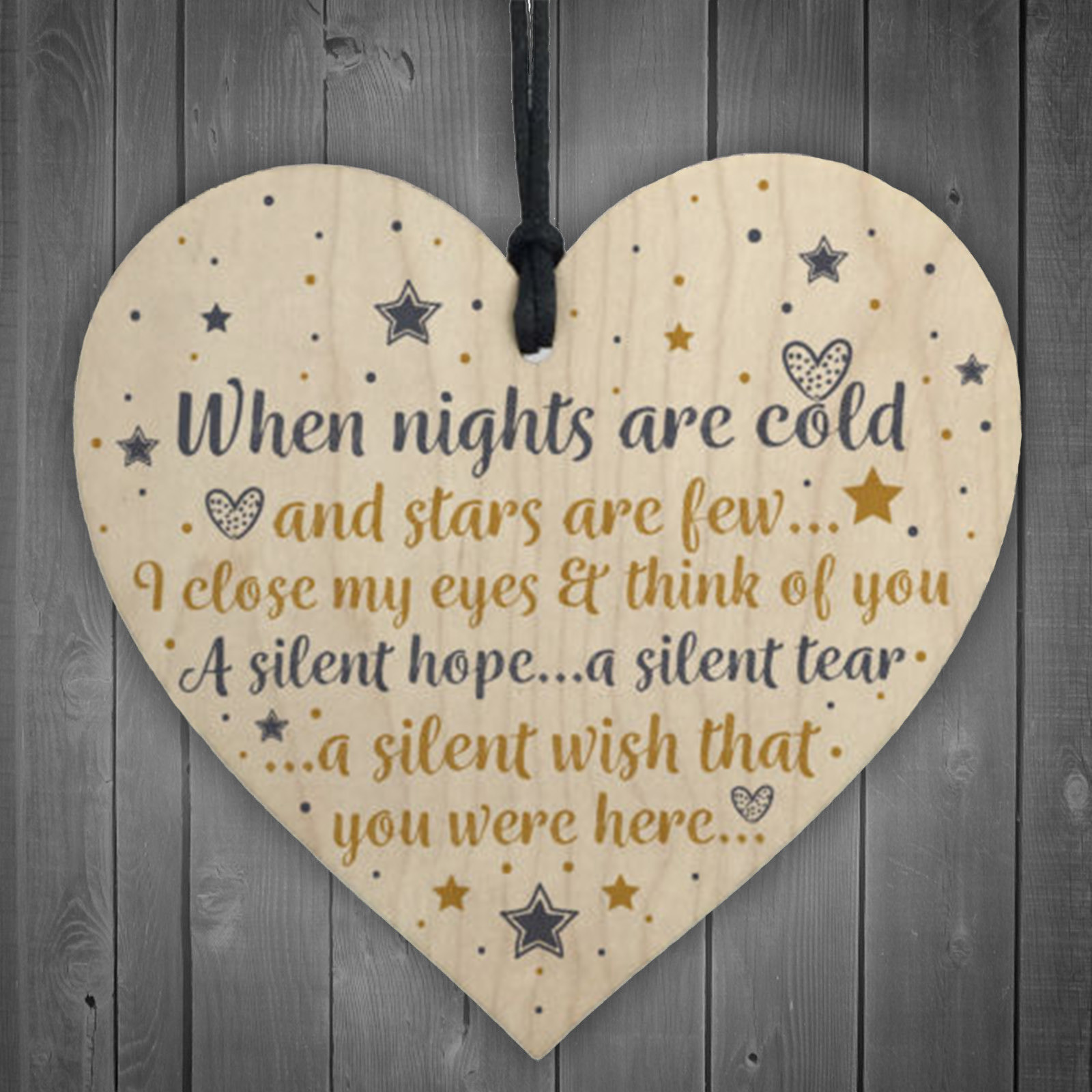 Trätavla Hjärta "When nights are cold....." - 2