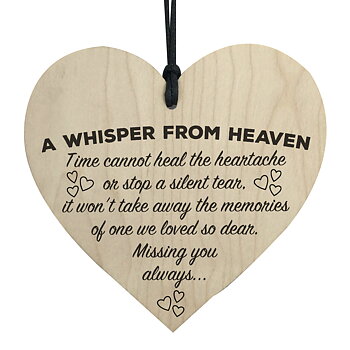 Wood hanging heart ,"A whisper from heaven....."