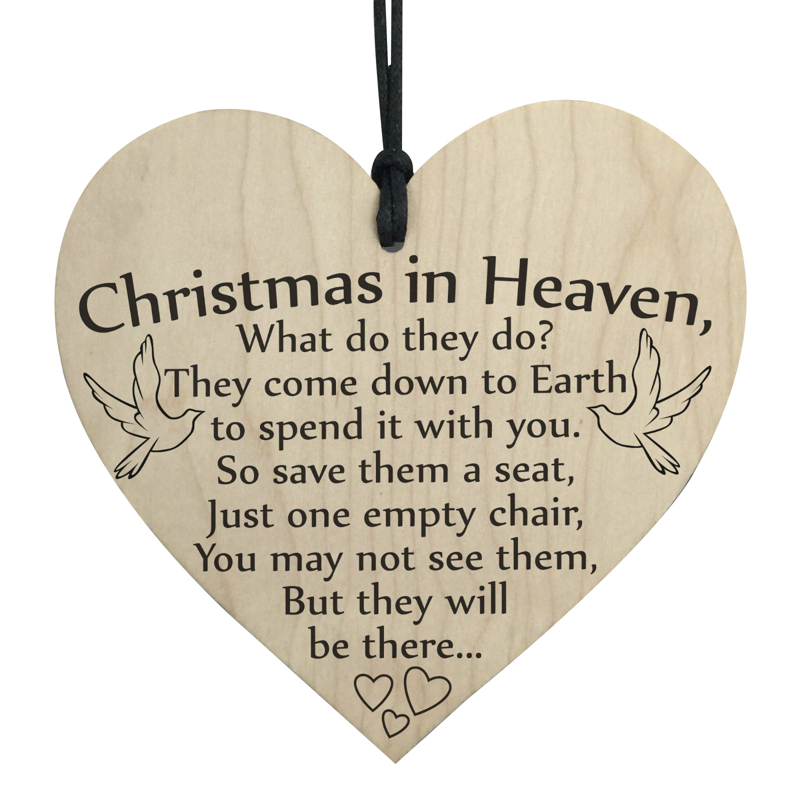 Wood hanging heart , "Christmas in heaven...."