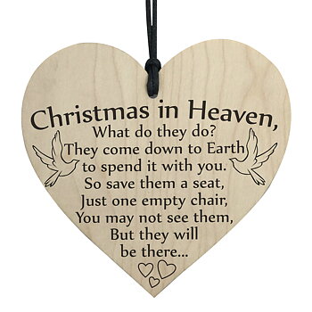 Wood hanging heart , "Christmas in heaven...."