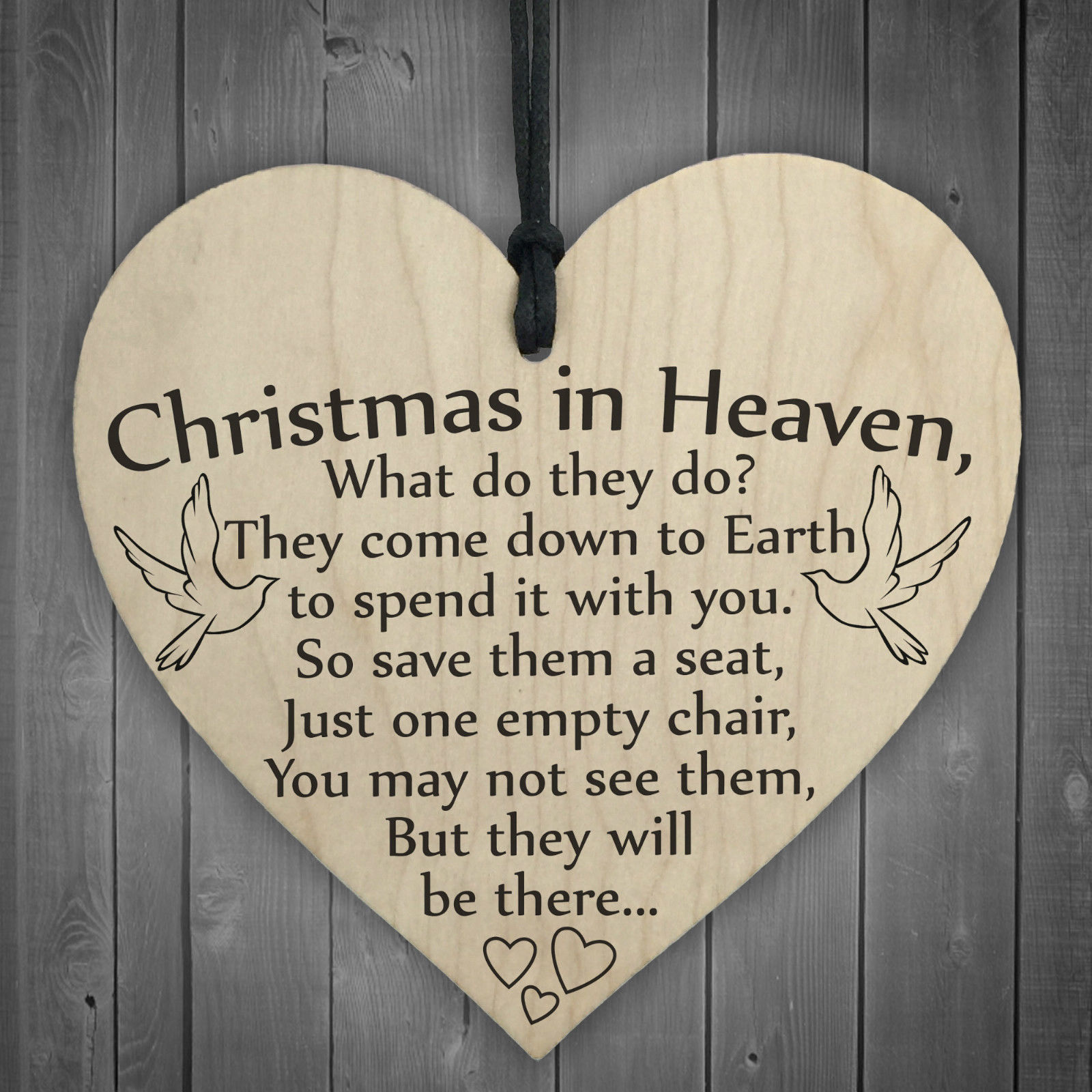 Wood hanging heart , "Christmas in heaven...." - 2