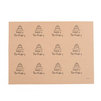 Etikett/ Klisterlapp  "Happy Birthday",   20 st, brun