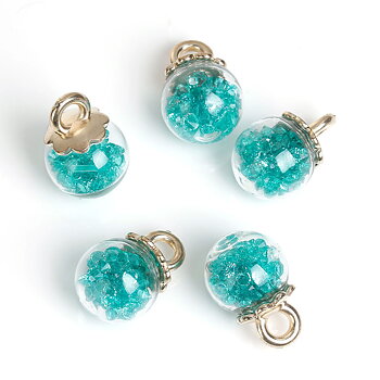 Charm  Glass Globe Bubble Bottle Charms , SeaGreen
