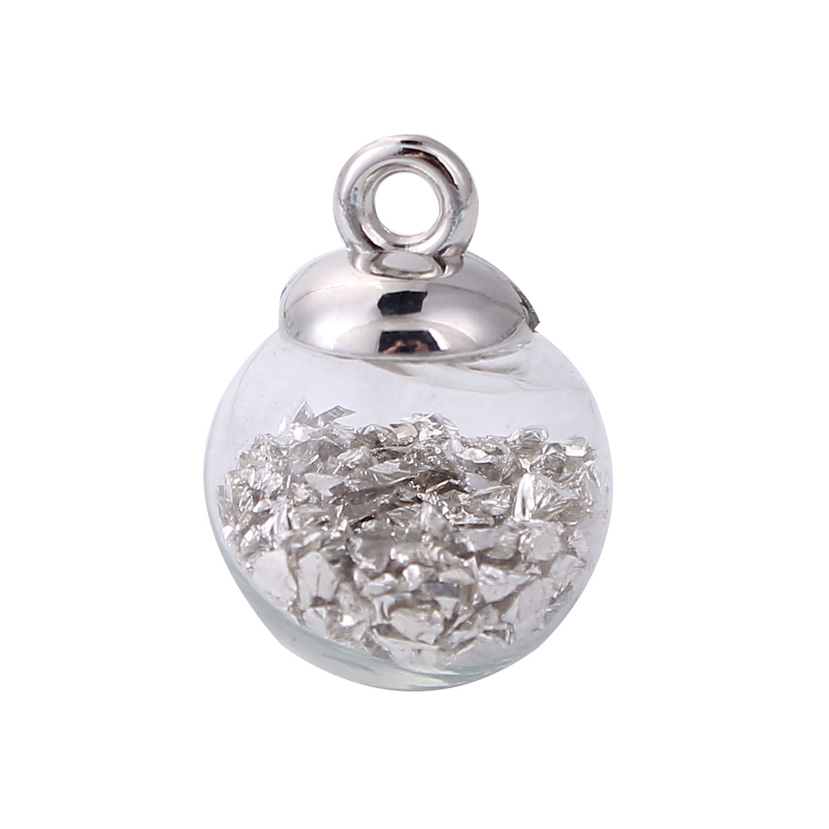 Charm  Glass Globe Bubble Bottle Charms , Silver metallic - 2