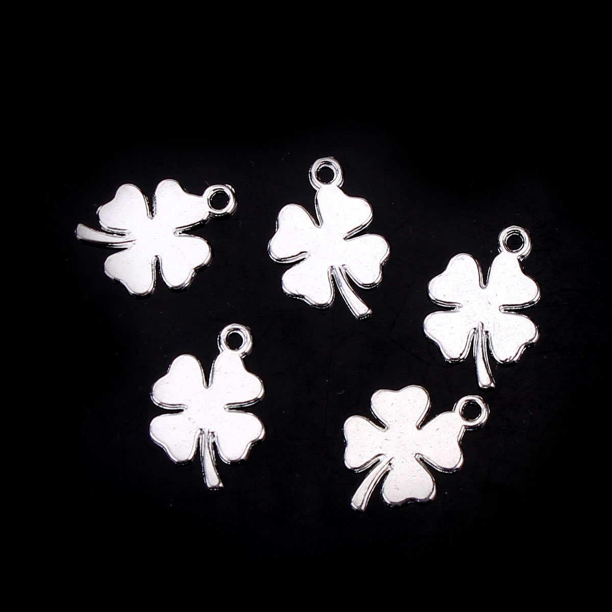 Charm  four leaves , silver