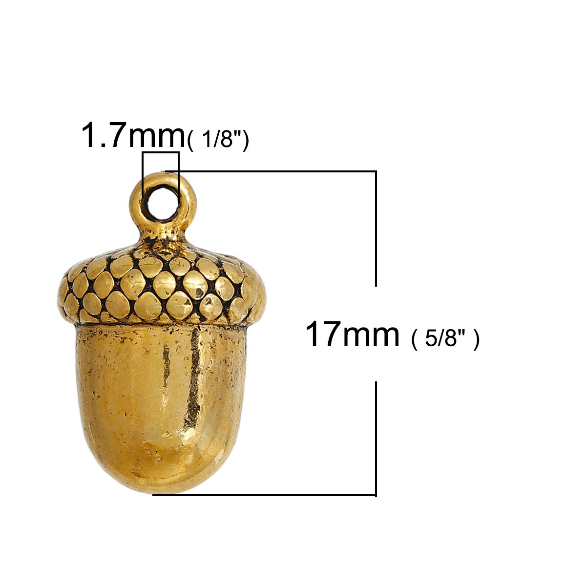Charm,  Acorn 3D Gold 17mm