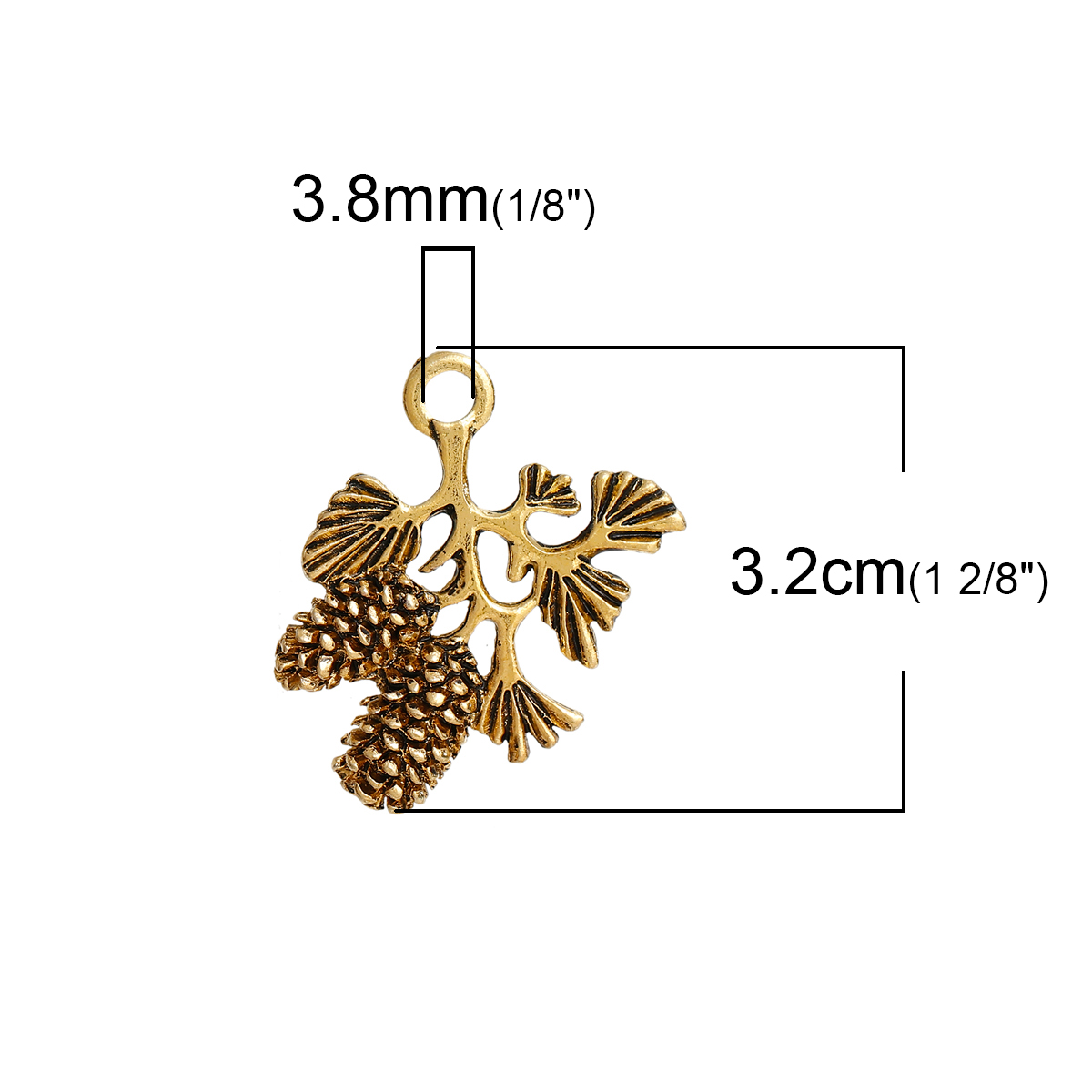 Berlock - Pinjenöt - Pine Cone, Guld  - 2