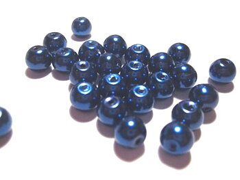 Vaxade Glaspärlor , 8mm ,  marinblå