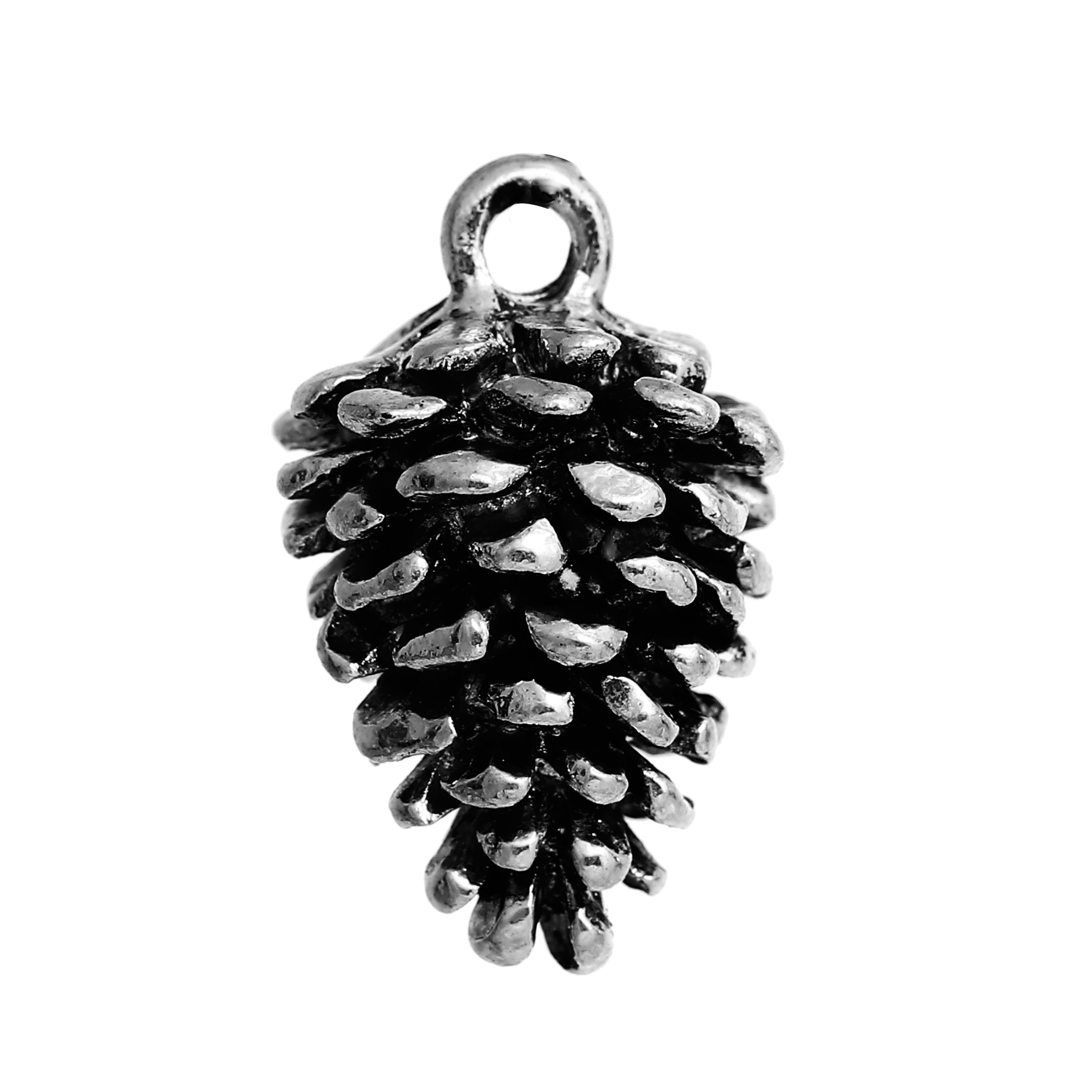 Berlock - Stor & tung Pinjenöt - Pinecone / kotte  3D, Silver