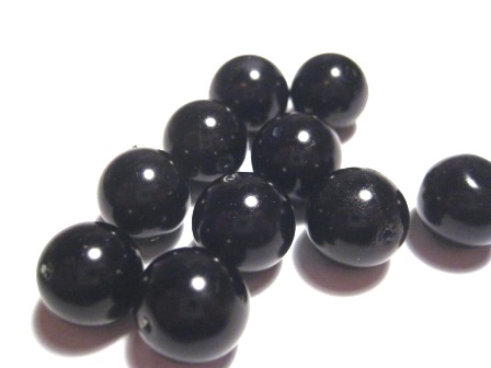 Vaxade Glaspärlor , 14mm , Svart - 3
