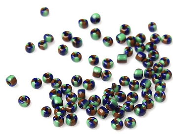 Seedbeads -3 color green / blue brown 11/0