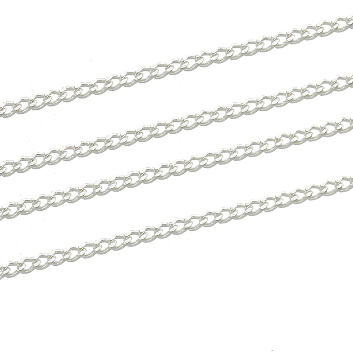 Kedja Silver, stängda länkar,  1.7x1.3mm, 5m - 2
