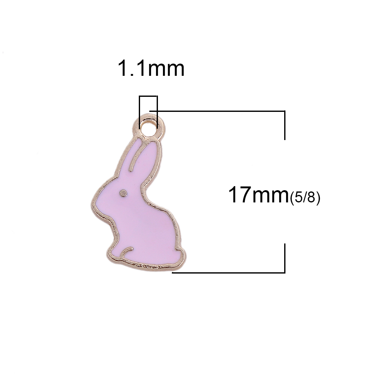 Charm rabbit , enameld pink