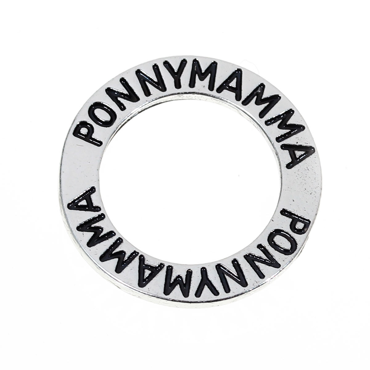 Budskapsring, silver  "PONNYMAMMA"