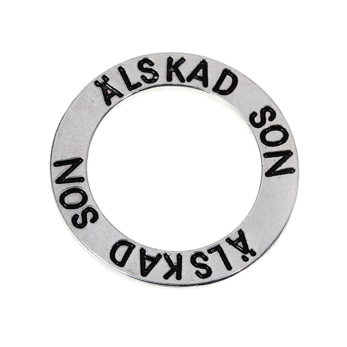 Budskapsring, silver  "ÄLSKAD SON"
