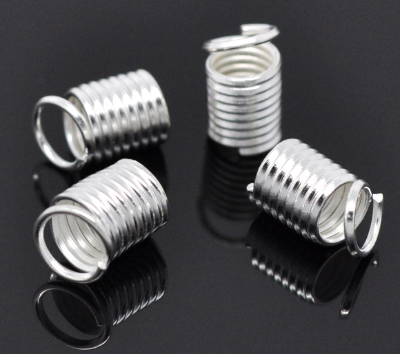 Coil End Crimp Fasteners - silver, 9mm