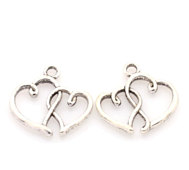 Charm -  dubbelheart 20mm