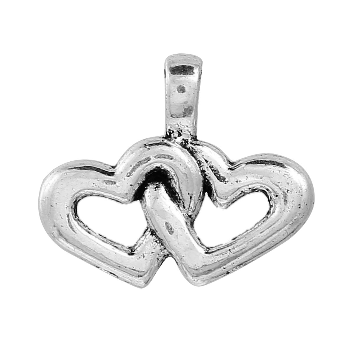 Charm -   Silver,  heart dubbel