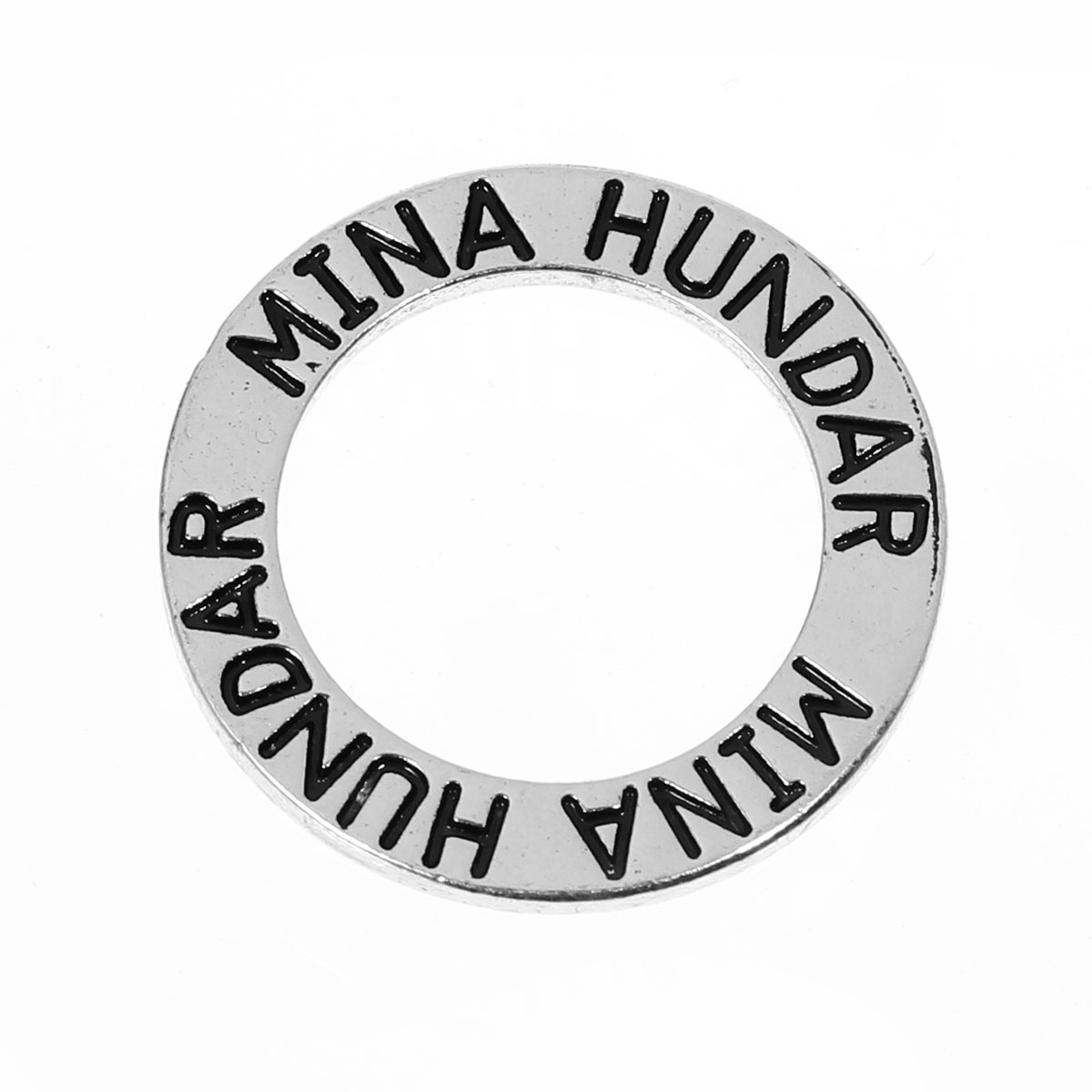 Budskapsring, silver  "MINA HUNDAR"