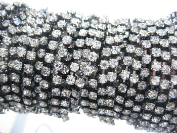 Rhinestone Chain Gunmetal, Clear   SS8