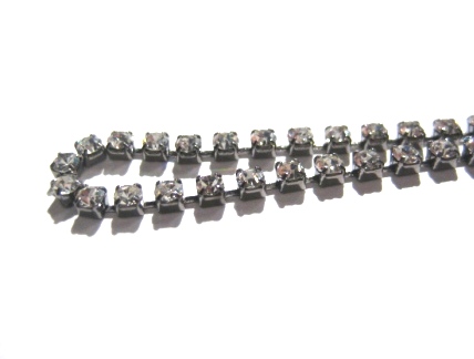 Strass-Kedja - Gunmetal, Clear  SS8 - 2