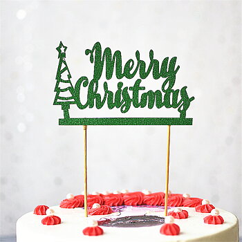 Cake Topper / Tårtdekoration i papp -  Merry Christmas , Grön