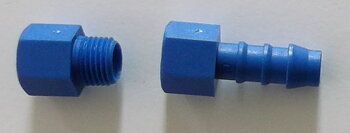 10 mm. Schlauchnippel mit 1/4" Tülle für Tülle.