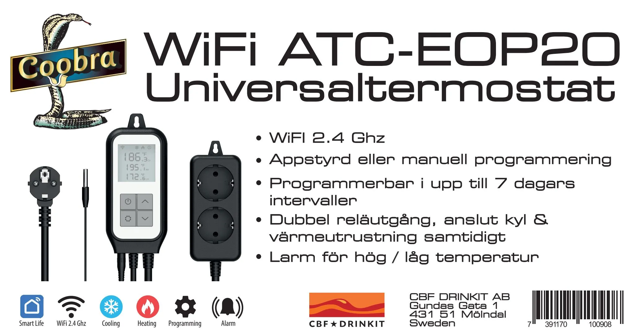 Coobra WiFi ATC-EOP20 Universalthermostat - 2