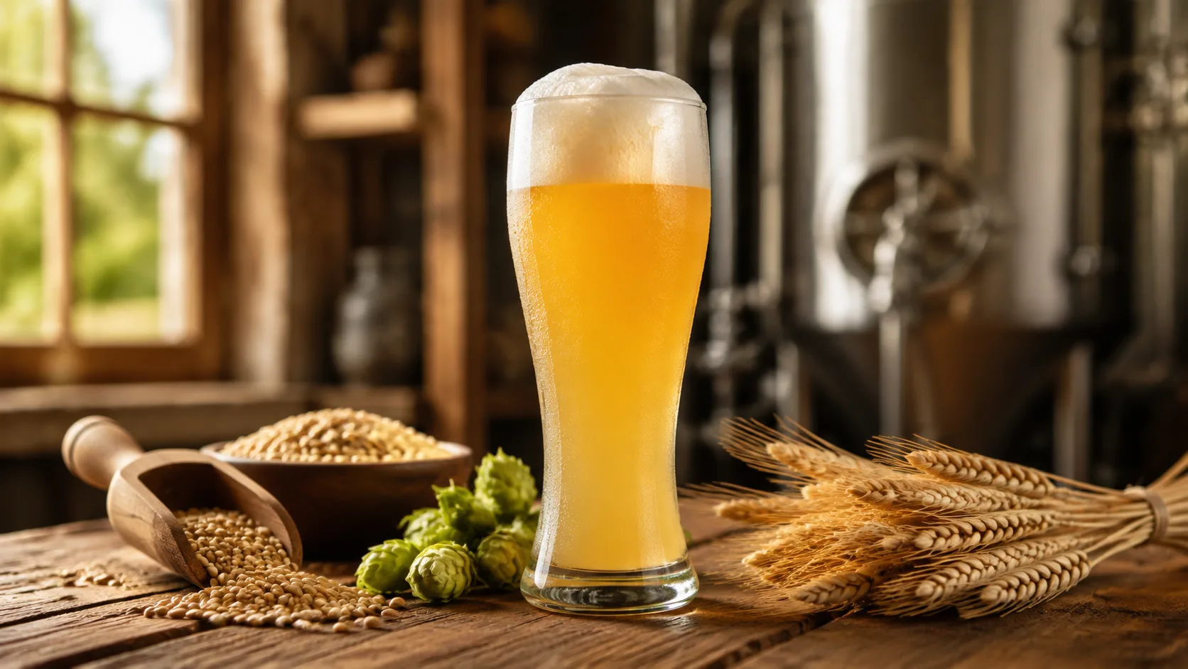 Helles, trübes Weissbier in einem klassischen Weizenbierglas