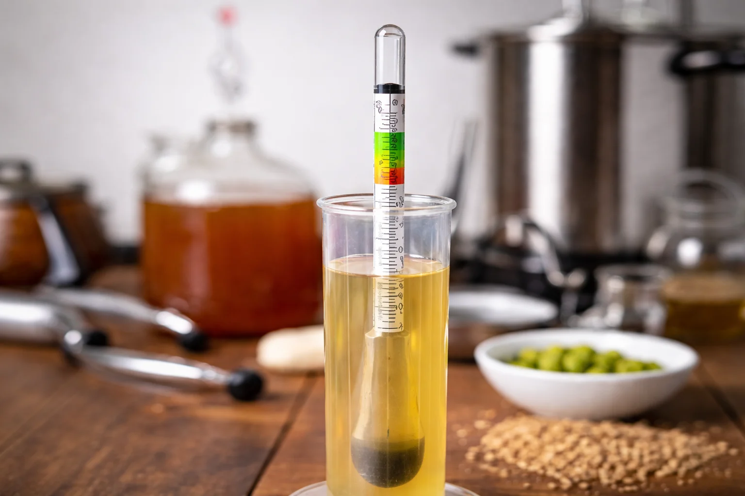 Hydrometer der bruges til at måle ABV ved hjemmebrygning