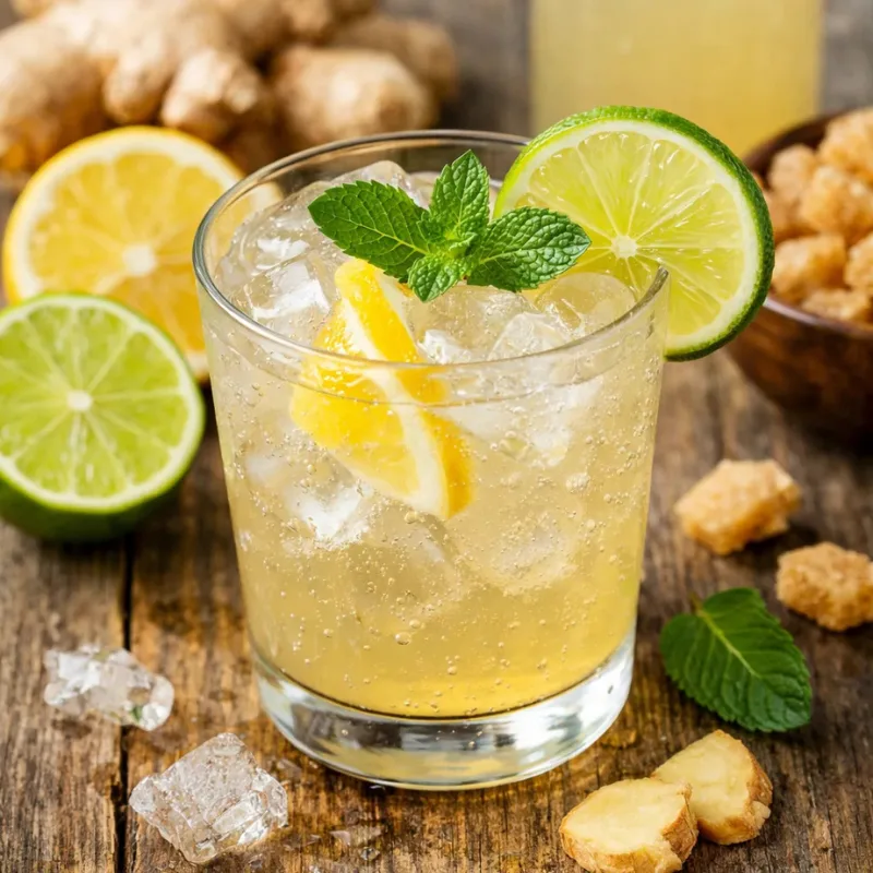 Ginger beer i glas med citron och lime – recept och guide