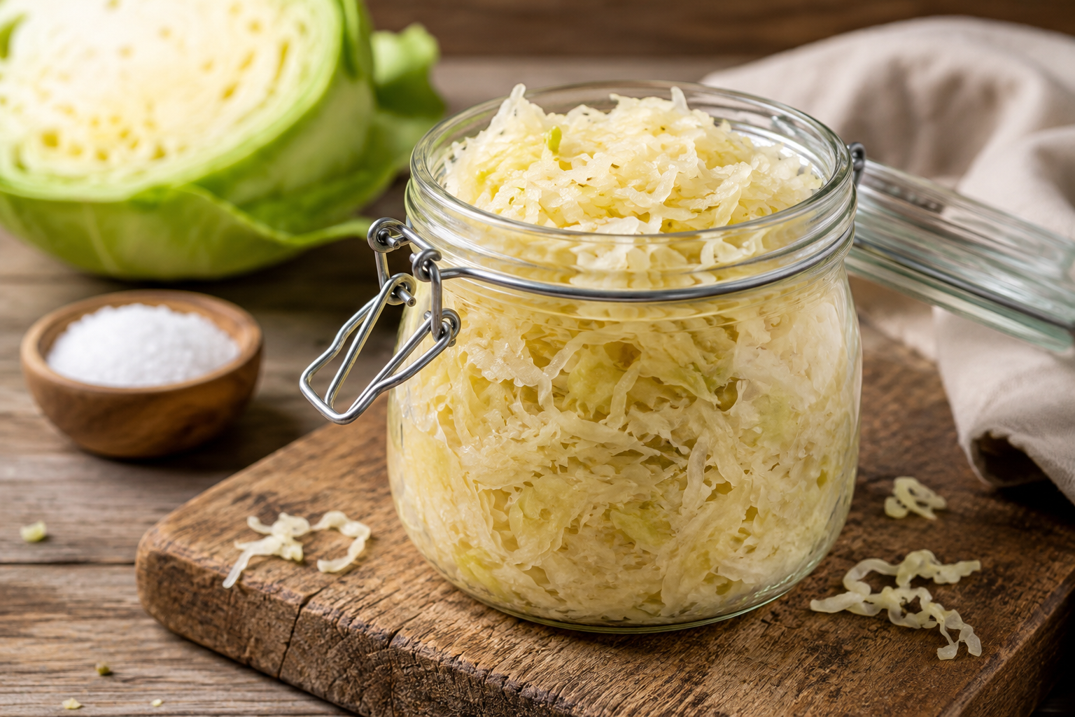 Hausgemachtes Sauerkraut im Glas