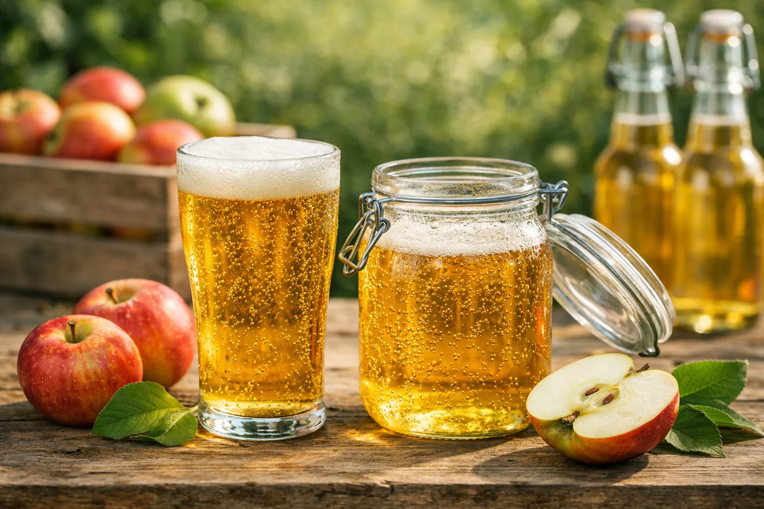 Hemgjord cider i glas