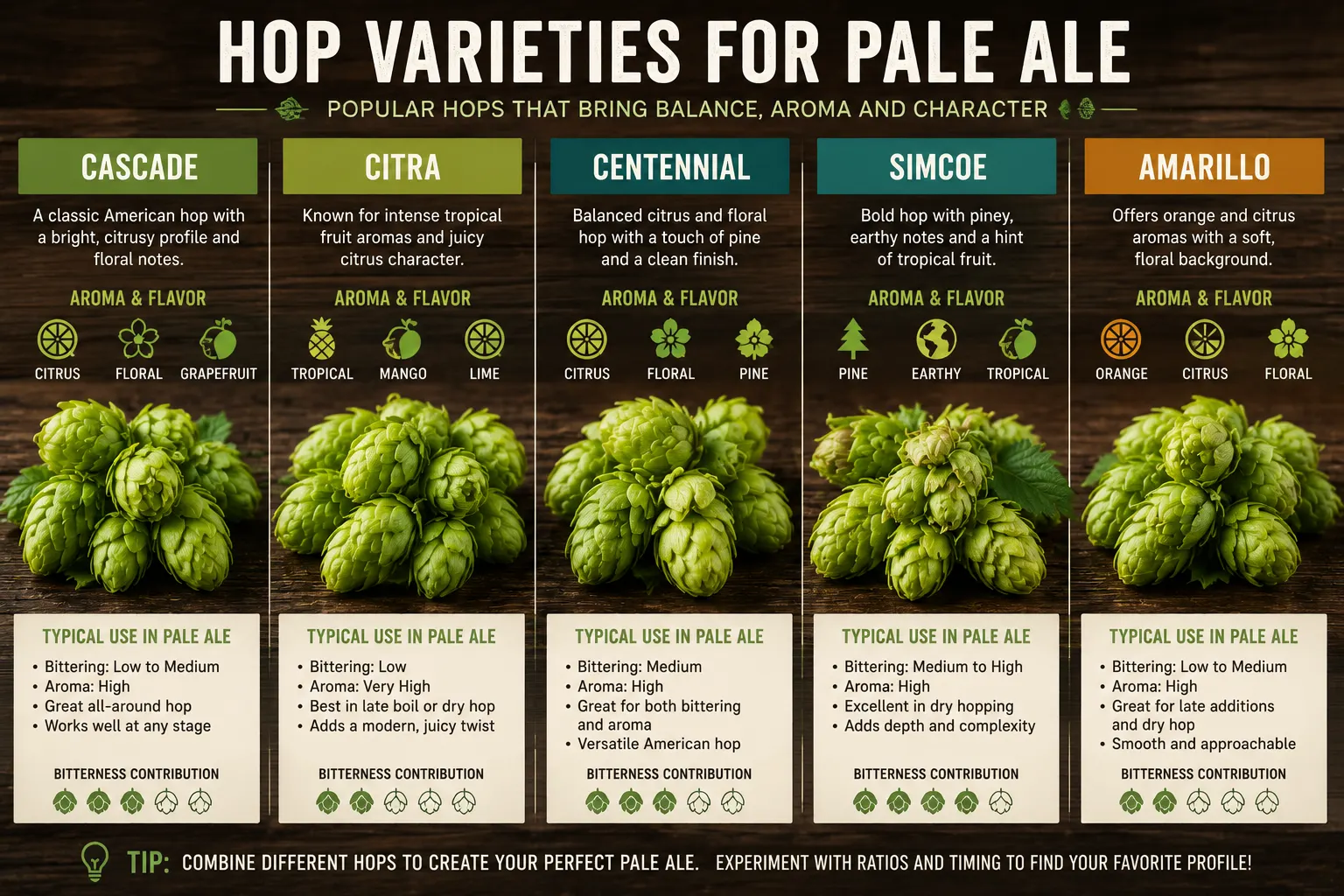 Olika humlesorter för Pale Ale