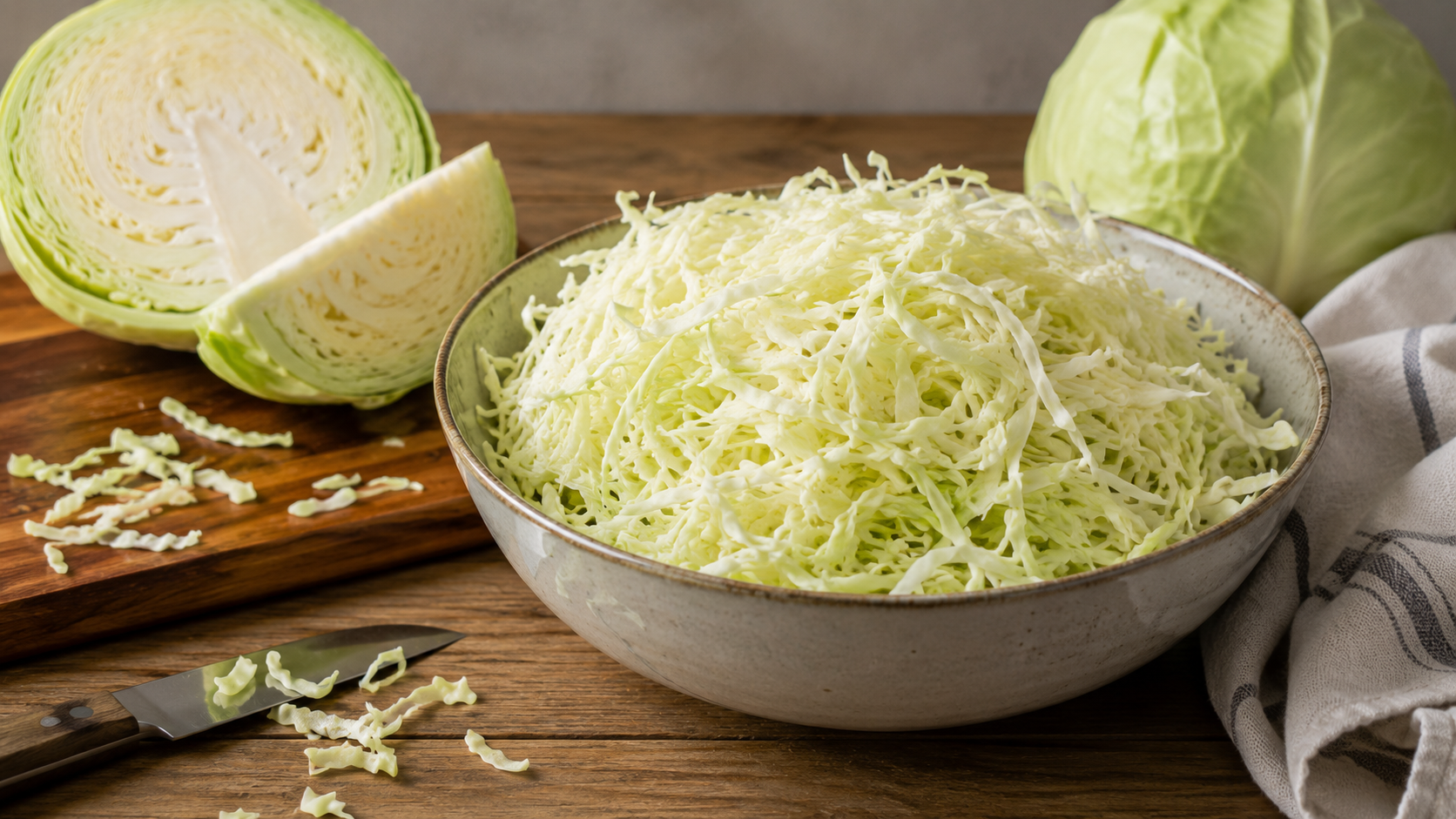 Geschnittener Weißkohl für Sauerkraut