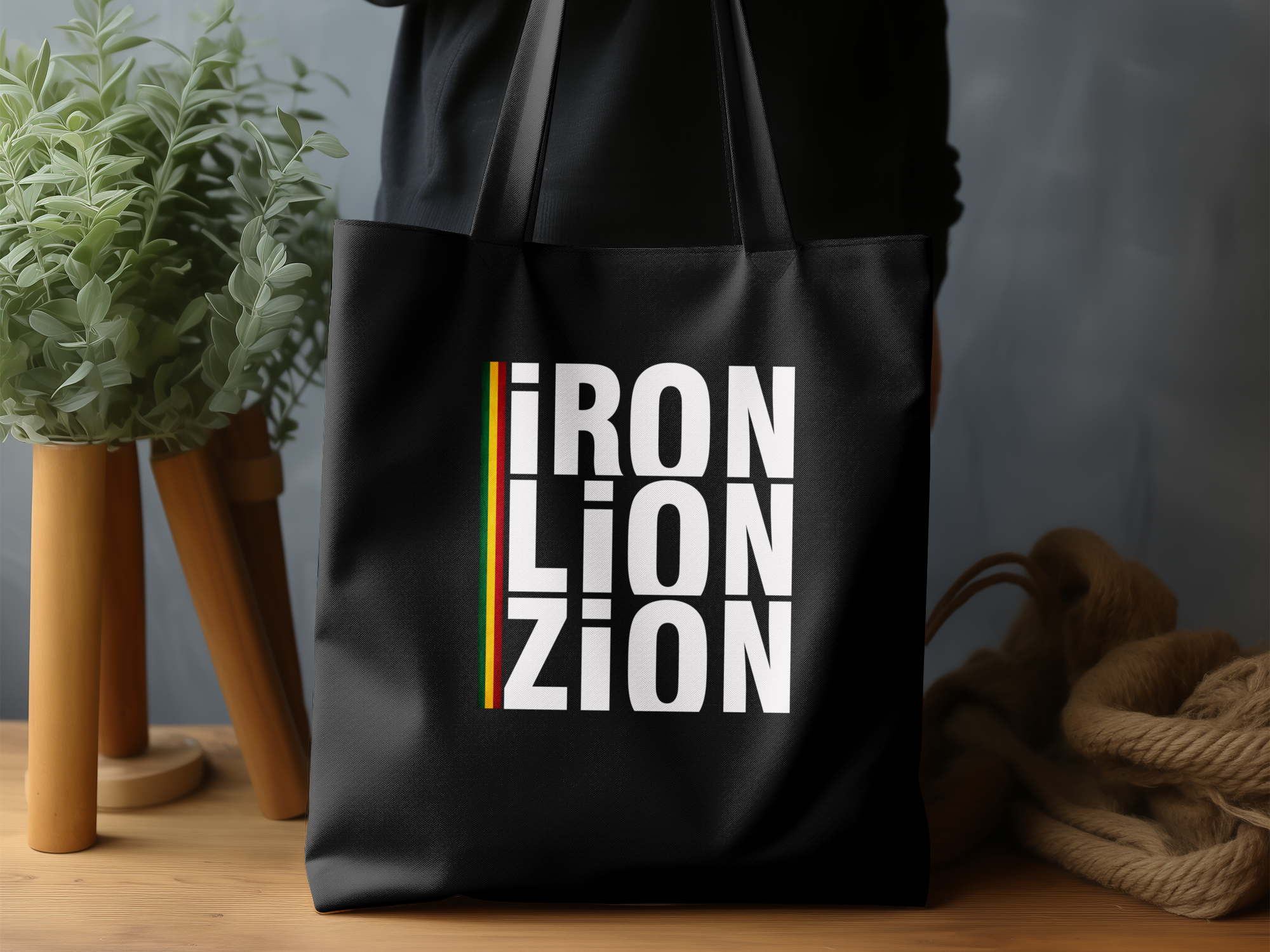Iron Lion Zion Tote Bag Black