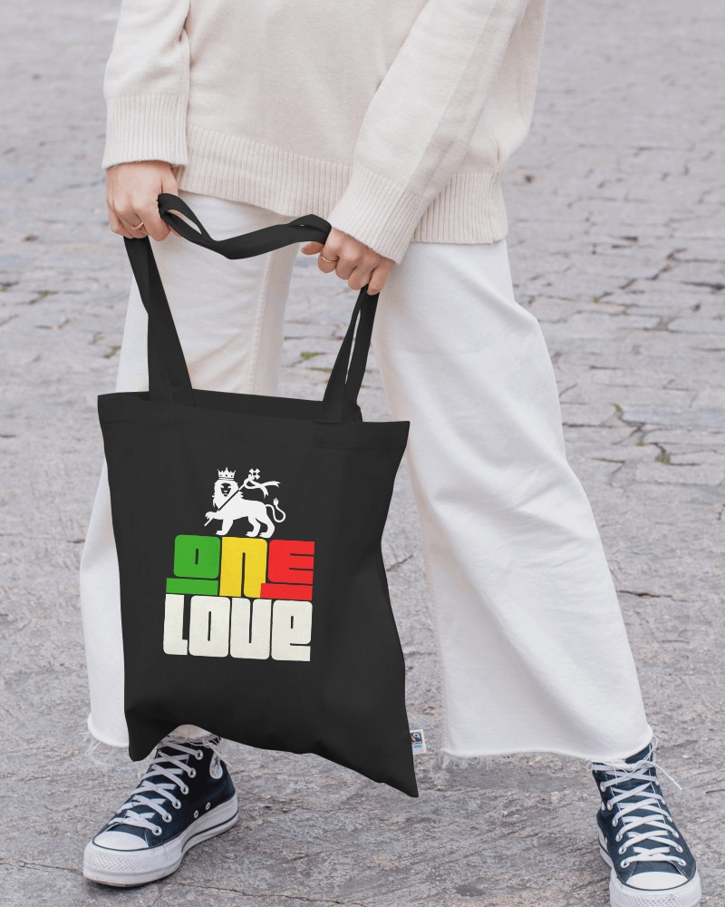 One Love Lion Tote Bag Black