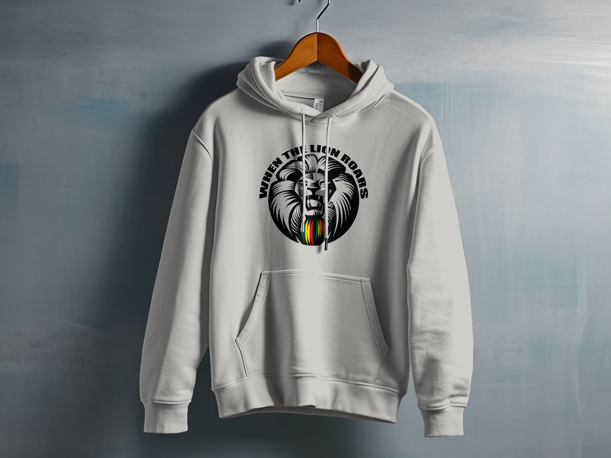 Lion Roars Hoodie Sport Grey / White