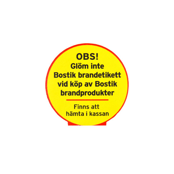 Brandetikett Bostik hyllkantsvippa