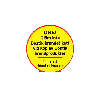 Brandetikett Bostik hyllkantsvippa