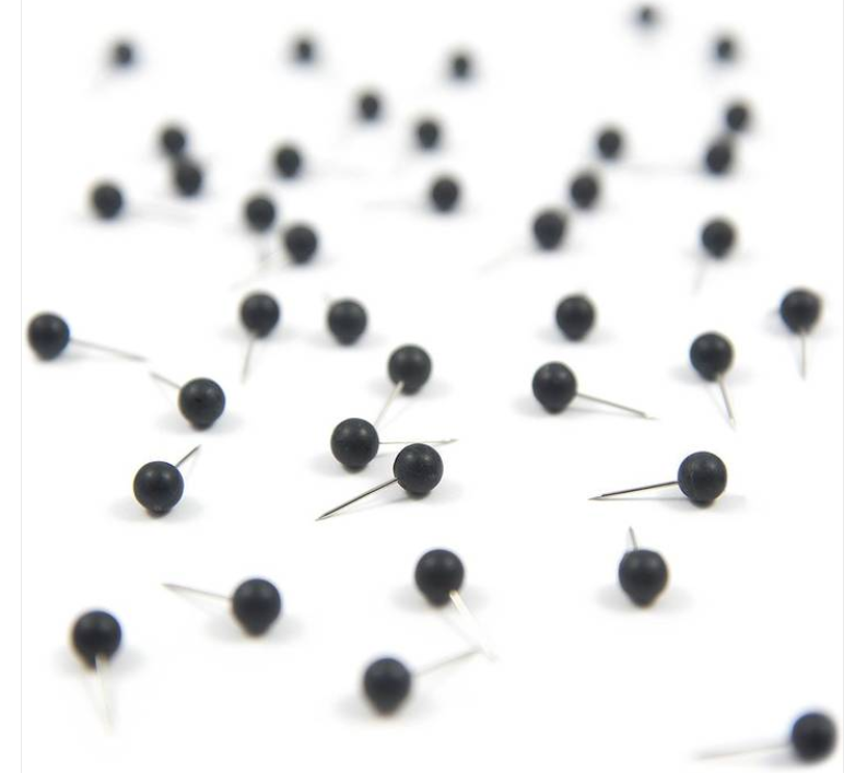 Kartnålar,  20 st, MAP PINS,  Ø 8 mm, Svarta